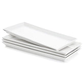 Sweese bandeja rectangular porcelana blanca, presentación elegante para postres.