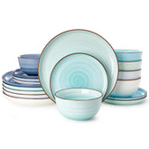 Sweese plato de cena 10 pulgadas, swirl azul, ideal para cenas elegantes en casa.