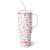 Swig Life 40oz Mega Mug con asa y pajilla, fácil de transportar para bebidas frías o calientes.