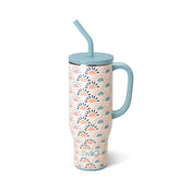 Swig Life mega taza de 30 onzas con manija y pajilla para sorbos más cómodos.