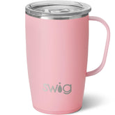 Swig Life taza de viaje 18oz con asa y tapa, fácil de sostener.