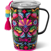 Swig Life 18oz taza de viaje con mango y tapa, ideal para llevar café al trabajo.