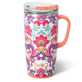 Swig Life Flourish taza de viaje 22 oz con asa y tapa, cómoda para viajes.