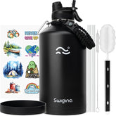 Swigina botella aislada con tapa doble intercambiable, ideal para gimnasio y viajes.