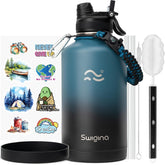 Swigina botella isotérmica 64oz con tapa 2-en-1, ideal para gimnasio o viaje.