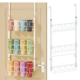 Vista frontal del organizador SWTYMIKI para puerta, con tres niveles para tazas grandes.