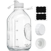 Botella Syntic de vidrio para leche con tapa hermética y sello.