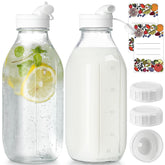 Syntic botellas de leche de vidrio, pack doble, ideal para enfriar y verter.