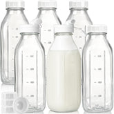 Syntic botellas de vidrio de 1 L para leche, lote de 6, sin olores residuales.