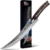 SYOKAMI Cuchillo Carnicero Curvo 10.5 pulgadas con mango de madera, para cortes uniformes y precisos.