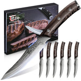 SYOKAMI Cuchillos Filete Set 6 piezas: precisión para cortes suaves y jugosos.