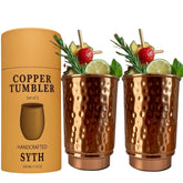 Vasos SYTH de cobre puro 350 ml, juego de dos para ritual diario de agua.
