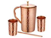 Taluka Jarra de cobre martillada con tapa, ideal para servir agua en casa.