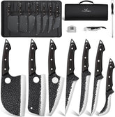 Conjunto TAN REN de 7 cuchillos para carne con funda enrollable, almacenamiento seguro.