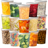 Contenedores deli TashiBox 32 oz transparentes para almacenamiento rápido y seguro.