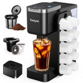 Tastyle cafetera con organizador magnético lateral para cápsulas, fácil acceso y orden.