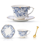TATSUMI taza de té en china de hueso con rosas de campo, momento de calma