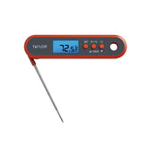 Taylor termómetro digital con sonda plegable para cocinar con precisión y almacenamiento compacto.