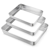 TeamFar bandeja rectangular grande para hornear con acabado cepillado facilita el desmolde.