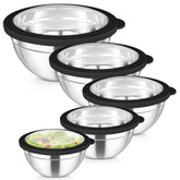 TeamFar conjunto de cuencos de mezcla apilables con tapas herméticas para ahorro de espacio