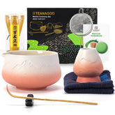 TEANAGOO tazón cerámico rosa para matcha, ideal para ceremonias y servir porciones.