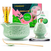 TEANAGOO cuenco cerámico chawan azul-verde para ceremonias de matcha y bebidas con leche