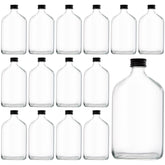 Tebery: conjunto de 15 frascos de vidrio 12 oz con tapas negras para transportar líquidos