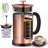 TECOHORS Prensa Francesa 34oz cobre: experiencia de café suave