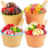 Tellshun conjunto de cuencos y cucharas para helado en colores vibrantes