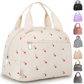 TENKIST bolsa de almuerzo de pana, diseño de cereza, ligera y fácil de transportar.
