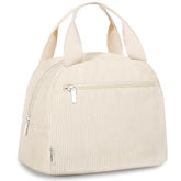 TENKIST lonchera de pana blanca frontal, ideal para llevar al trabajo con estilo.