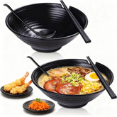TEQKON conjunto ramen: dos tazones grandes negros mate ideales para sopa