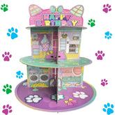 Terasilian: soporte de cupcakes, casita de muñecas rosa, estante estable para 24 pasteles
