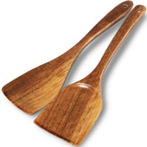 TEZZ espátulas de madera acacia natural, juego de 2 piezas para cocción suave
