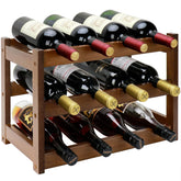 Estantería Thalomely de bambú con tres niveles para vinos en encimera