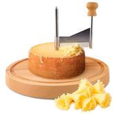The Little Green Change Rueda Girolle para flores de queso con base de madera estable.