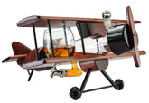 The Wine Savant decantador avion antiguo en madera para bourbons y vinos.