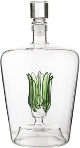 The Wine Savant Tequila Aloe Decanter con planta de agave, ideal para rituales y reuniones.