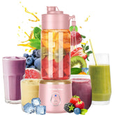 The Yellow Mango batidora portátil con vaso de vidrio de 500 ml para smoothies cremosos.