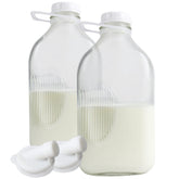 The Dairy Shoppe botellas de leche de vidrio grueso, dos unidades, almacenamiento duradero y seguro