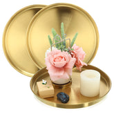 Bandeja redonda dorada de Thenshop, 31 cm para resaltar bebidas y decoraciones.