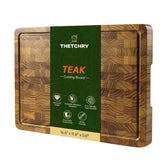 thetchry tabla de cortar teca con grano final y surco de jugos protege la encimera
