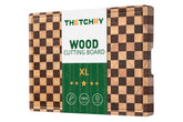 Tabla thetchry a cuadros en acacia, ideal para cortar y presentar alimentos.