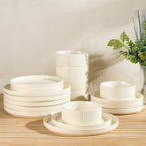 theterra conjunto cenas 18 piezas: vajilla beige para cenas elegantes y reuniones familiares