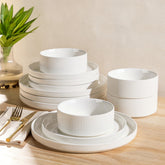 theterra platos principales y cuencos para cena, juego de 12 piezas; ideal para comidas diarias.