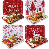 Bandeja Tiangrid Navidad rectangular roja y blanca para aperitivos festivos