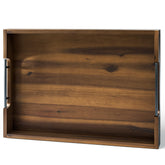 Tidita bandeja de acacia 20 pulgadas con acabado nogal lista para decoración de sala.