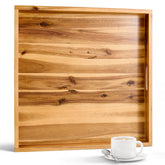 Tidita bandeja otomano de madera acacia de 20 pulgadas, ideal para servir desayunos.