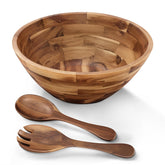 Tidita ensaladera grande de acacia, enfoque en tamaño para servir ensaladas con elegancia.