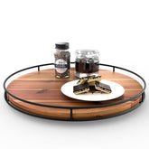 Tidita plato giratorio de 16 pulgadas en acacia, vista superior para condimentos y aperitivos.